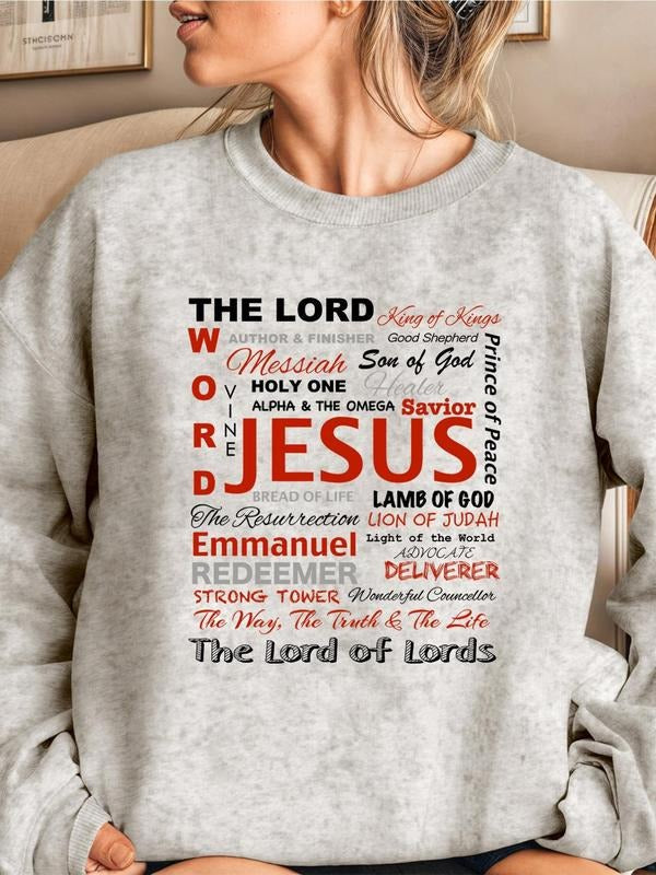 Women's Letter Print Drop Shoulder Sweatshirt, Casual Long Sleeve Round Neck Pullover for Fall & Winter, Women's Clothes...