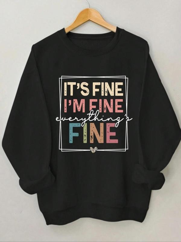 Women's Letter Print Drop Shoulder Sweatshirt, Casual Long Sleeve Round Neck Pullover for Spring & Fall, Ladies Clothes...