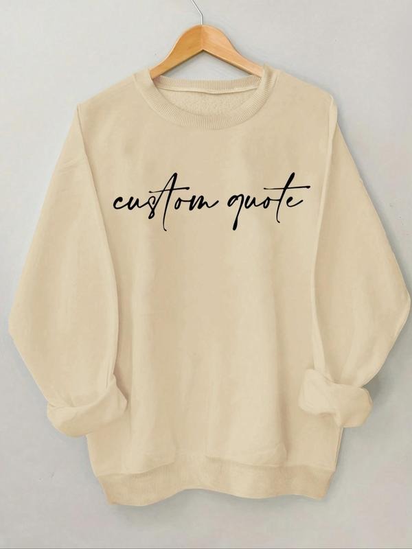 Women's Letter Print Drop Shoulder Sweatshirt, Casual Long Sleeve Round Neck Pullover for Spring & Fall, Ladies Clothes...