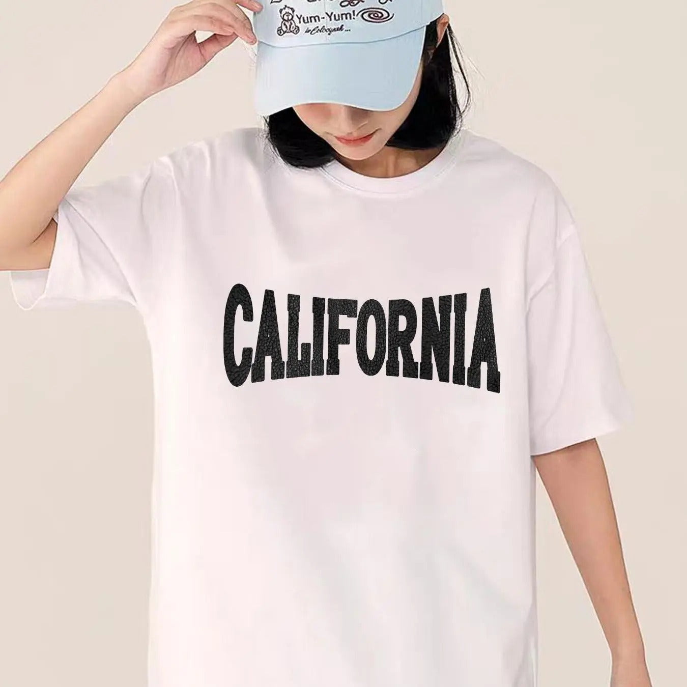 Women's Letter Print Drop Shoulder Tee, Casual Half Sleeve Round Neck T-shirt for Daily Wear, Ladies Clothes for All...