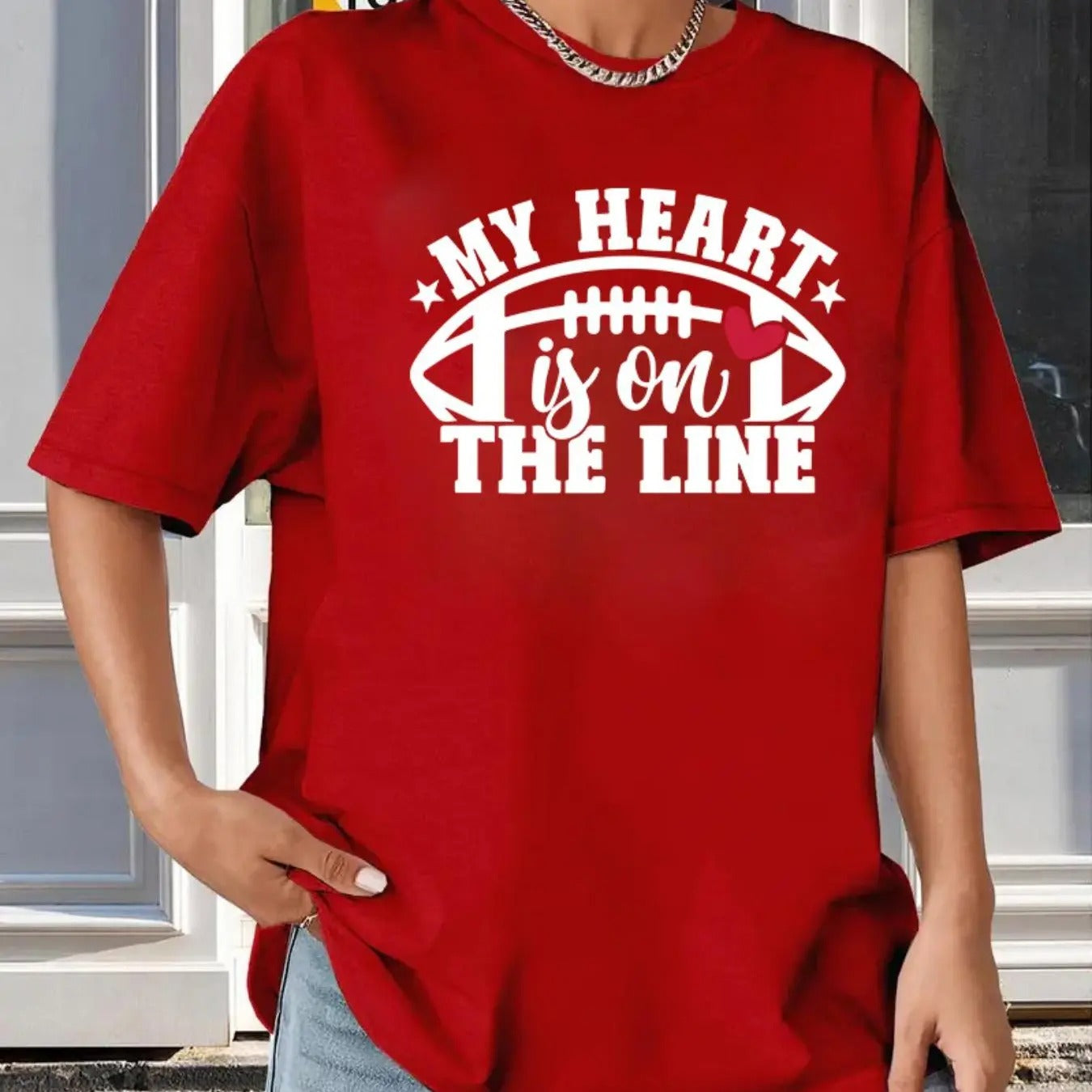 Women's Letter Print Drop Shoulder Tee, Casual Half Sleeve Round Neck T-shirt for Summer, Women's Top for Daily Wear...