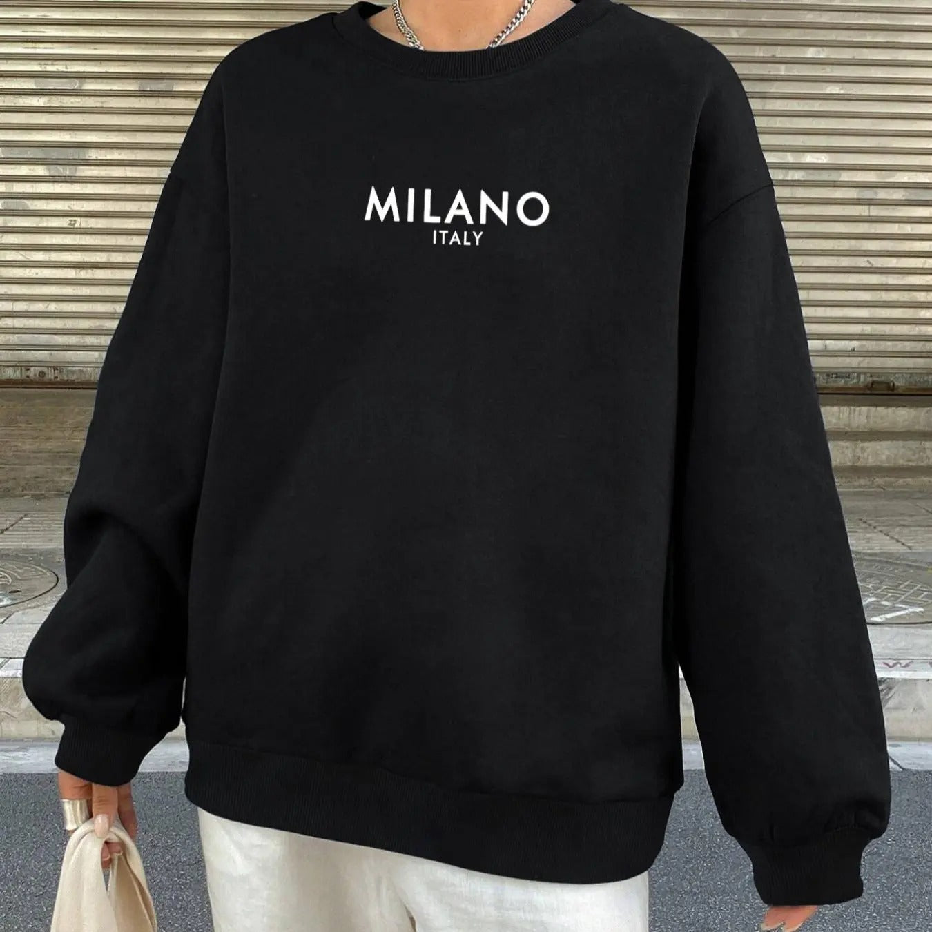 Letter Print Drop Shoulder Thermal Lined Casual Long Sleeve Round Neck Fall & Winter Clothes Daily T-Shirts, Hoodie, Sweatshirt