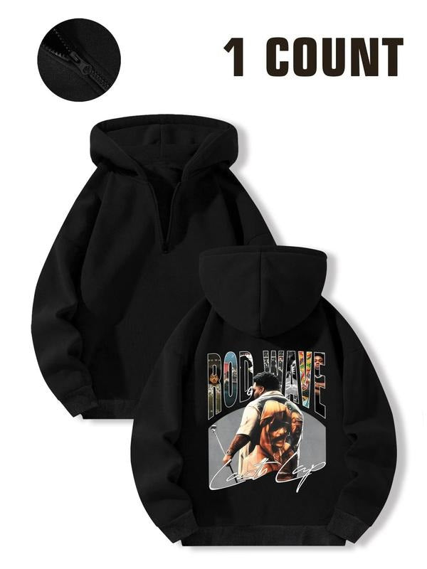 Women's Letter Print Half Zip Hoodie, Fashion Casual Long Sleeve Hooded Sweatshirt for Daily Holiday Outdoor Wear, Women...