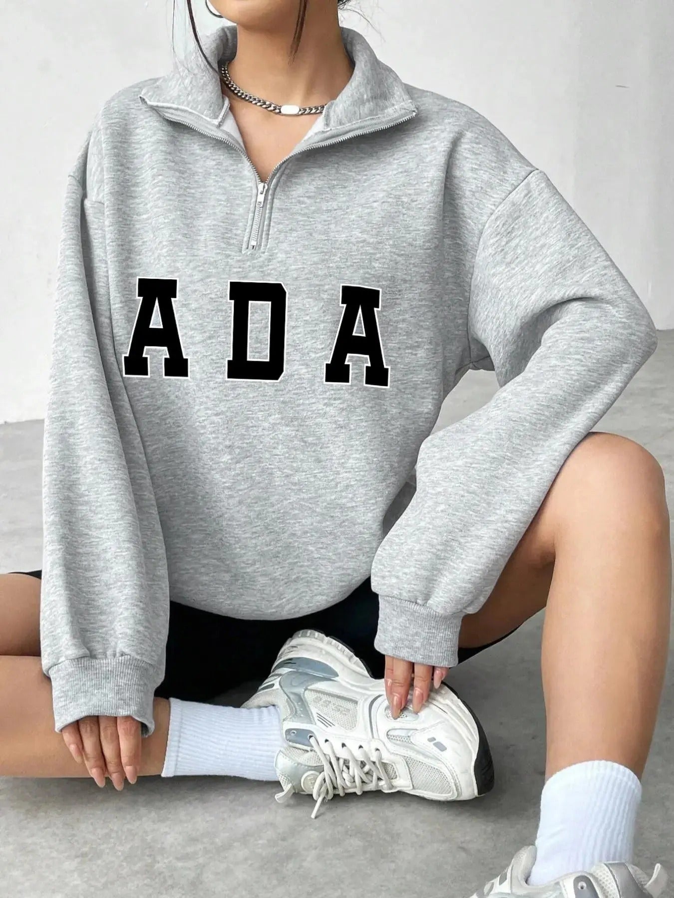 Women's Letter Print Half Zip Up Sweatshirt, Casual Long Sleeve Pullover  for Spring & Fall, Fashion Women's Top for...