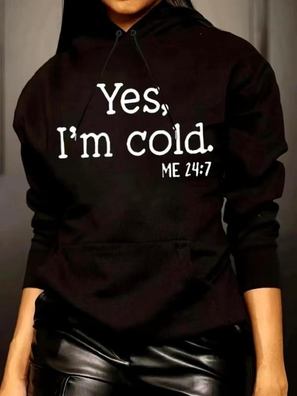 Women's Letter Print Hoodie, Casual Long Sleeve Hooded Sweatshirt for Daily Wear, Ladies Clothes for All Seasons, Tops...