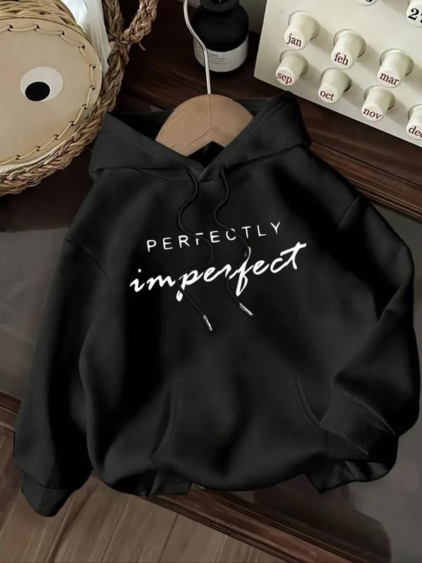 Women's Letter Print Hoodie, Casual Long Sleeve Hooded Sweatshirt for Fall & Winter, Women's Clothes for Daily Wear style...