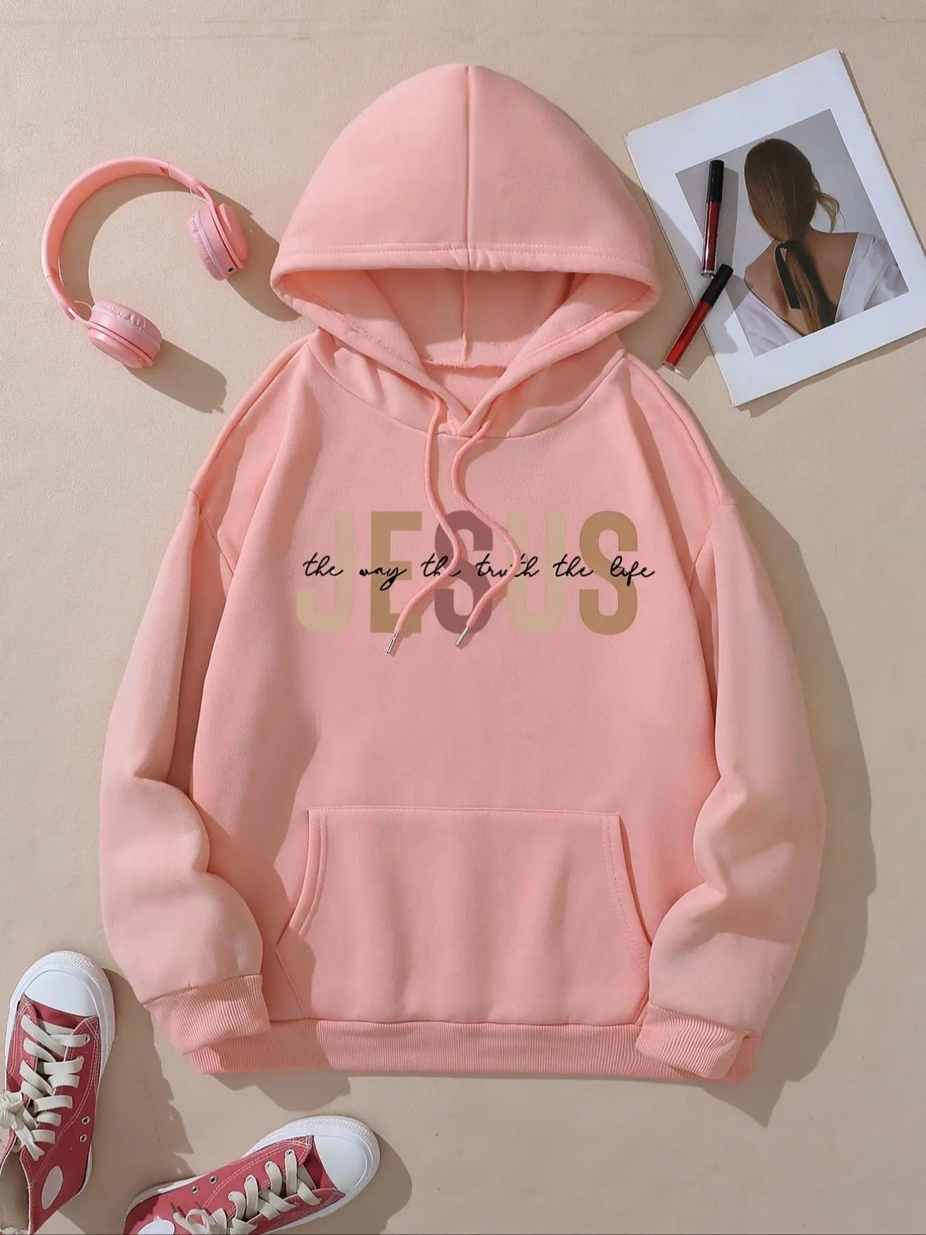 Women's Letter Print Hoodie, Casual Long Sleeve Hooded Sweatshirt for Fall & Winter, Women's Clothes for Daily Wear style...