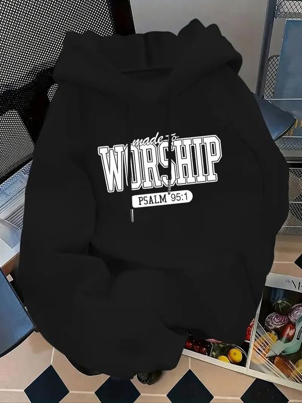 Women's Letter Print Hoodie, Casual Long Sleeve Hooded Sweatshirt for Fall & Winter, Women's Clothes for Daily Wear style...