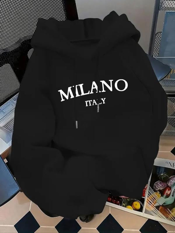 Women's Letter Print Hoodie, Casual Long Sleeve Hooded Sweatshirt for Fall & Winter, Women's Clothes for Daily Wear style...