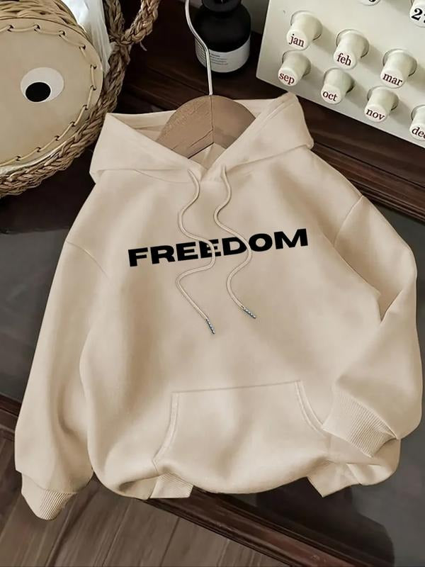 Women's Letter Print Hoodie, Casual Long Sleeve Hooded Sweatshirt for Fall & Winter, Women's Clothes for Daily Wear style...