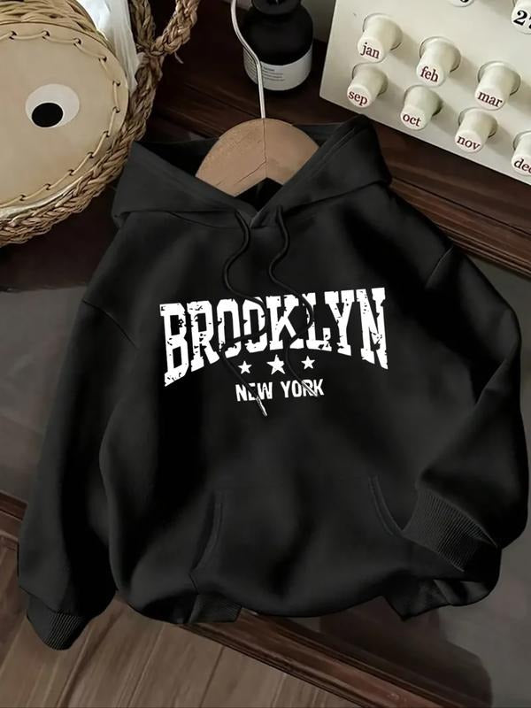Women's Letter Print Hoodie, Casual Long Sleeve Hooded Sweatshirt for Fall & Winter, Women's Clothes for Daily Wear style...