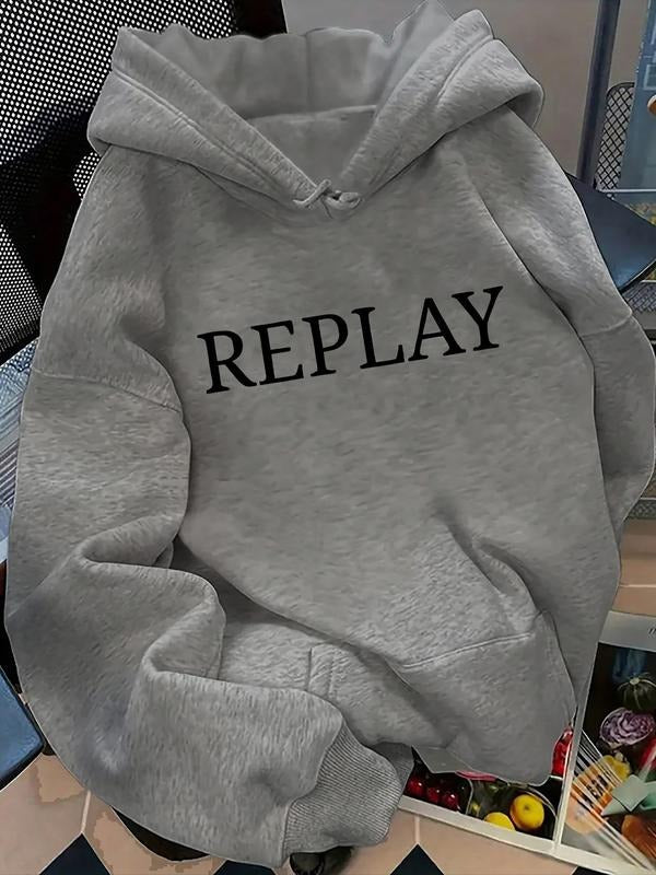 Women's Letter Print Hoodie, Casual Long Sleeve Hooded Sweatshirt for Fall & Winter, Women's Clothes for Daily Wear style...