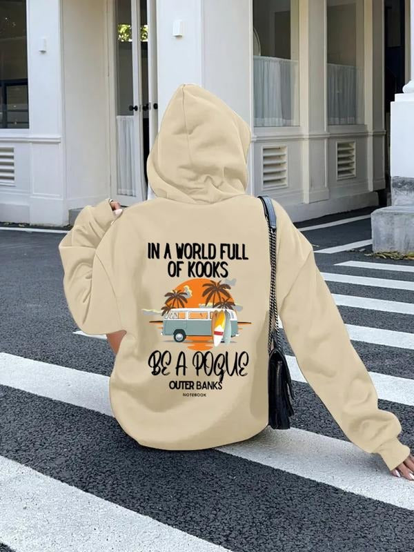 Women's Letter Print Hoodie, Casual Long Sleeve Hooded Sweatshirt for Fall & Winter, Women's Clothes for Daily Wear style...
