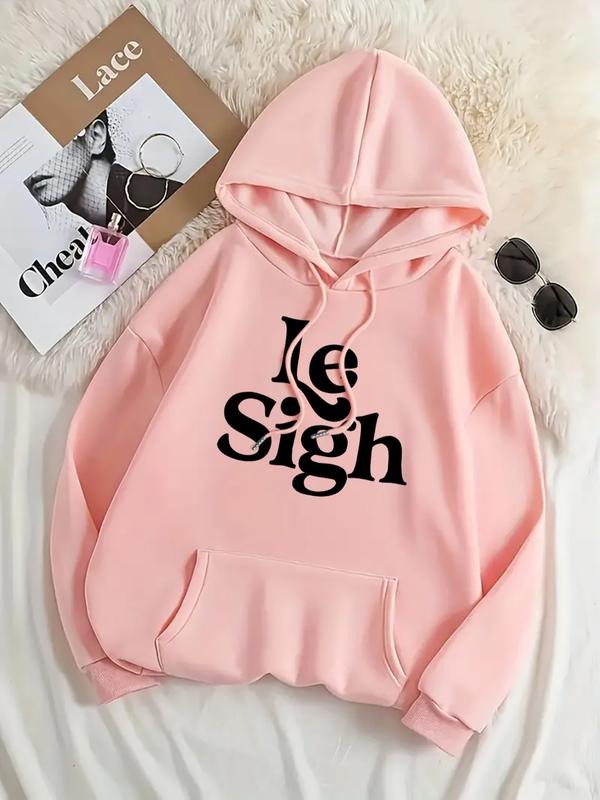 Women's Letter Print Hoodie, Casual Long Sleeve Hooded Sweatshirt for Fall & Winter, Women's Clothes for Daily Wear style...