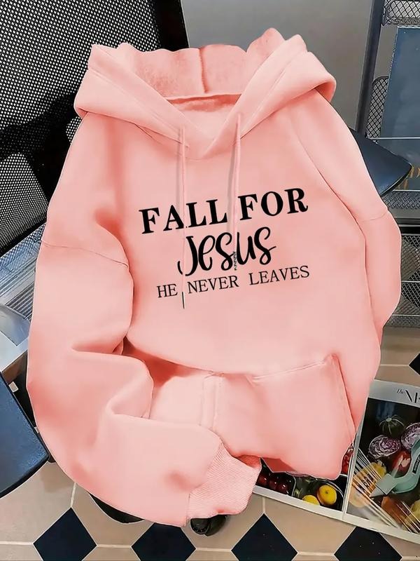 Women's Letter Print Hoodie, Casual Long Sleeve Hooded Sweatshirt for Fall & Winter, Women's Clothes for Daily Wear style...