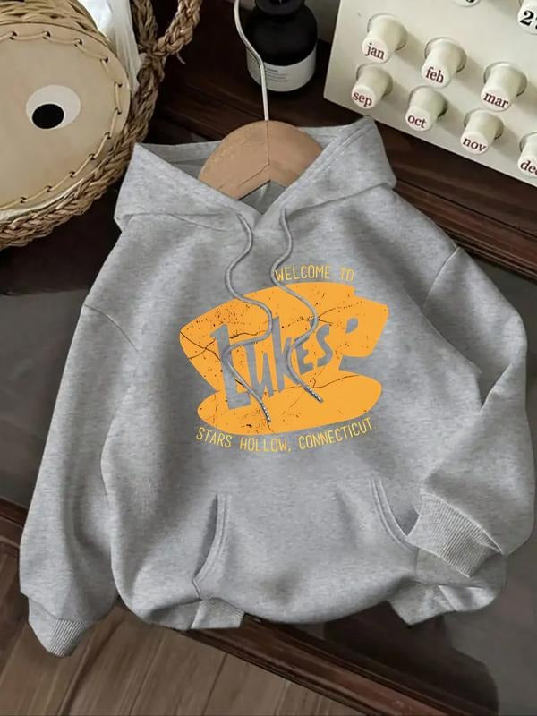 Women's Letter Print Hoodie, Casual Long Sleeve Hooded Sweatshirt for Fall & Winter, Women's Clothes for Daily Wear style...