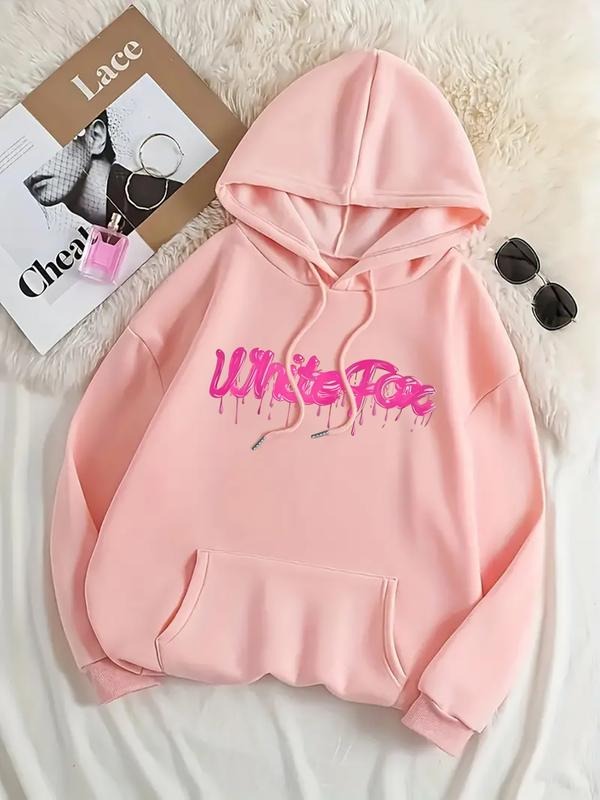 Women's Letter Print Hoodie, Casual Long Sleeve Hooded Sweatshirt for Fall & Winter, Women's Clothes for Daily Wear style...