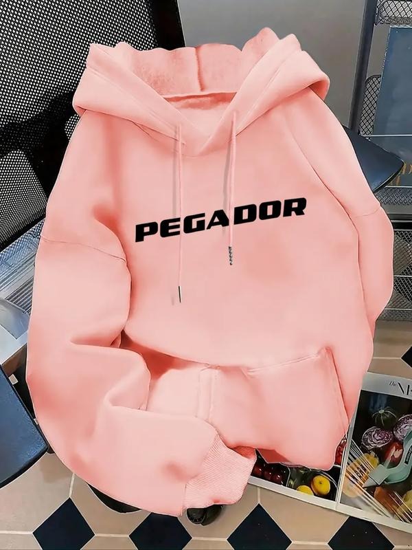 Women's Letter Print Hoodie, Casual Long Sleeve Hooded Sweatshirt for Fall & Winter, Women's Clothes for Daily Wear style...
