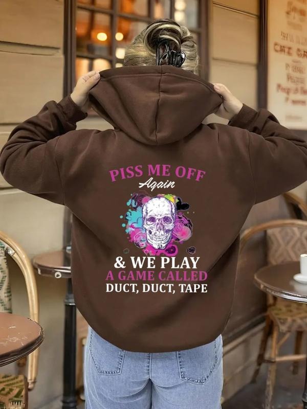 Women's Letter Print Hoodie, Casual Long Sleeve Hooded Sweatshirt for Fall & Winter, Women's Clothes for Daily Wear style...