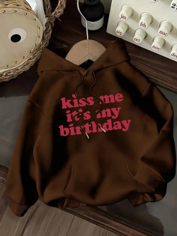 Women's Letter Print Hoodie, Casual Long Sleeve Hooded Sweatshirt for Fall & Winter, Women's Clothes for Daily Wear style...