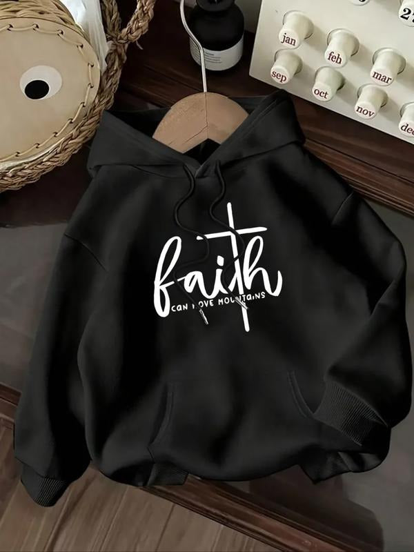 Women's Letter Print Hoodie, Casual Long Sleeve Hooded Sweatshirt for Fall & Winter, Women's Clothes for Daily Wear style...