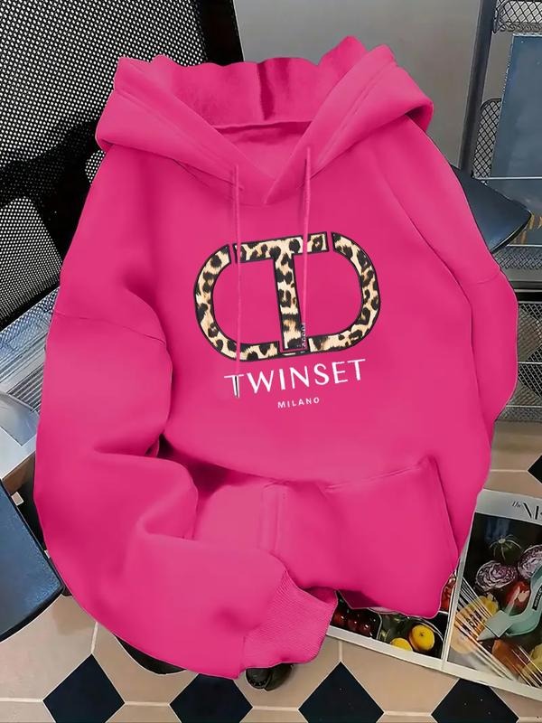 Women's Letter Print Hoodie, Casual Long Sleeve Hooded Sweatshirt for Fall & Winter, Women's Clothes for Daily Wear style...