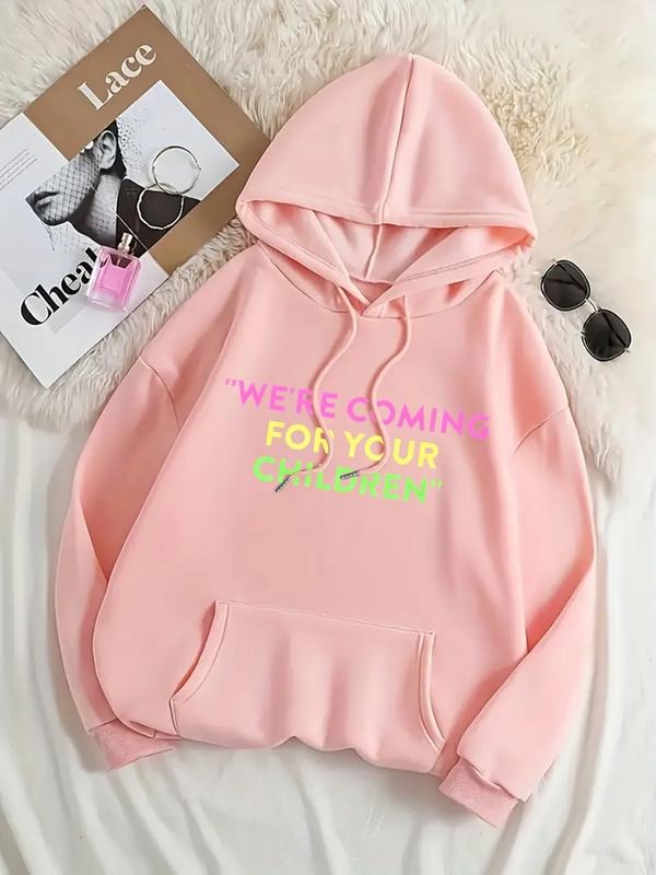 Women's Letter Print Hoodie, Casual Long Sleeve Hooded Sweatshirt for Fall & Winter, Women's Clothes for Daily Wear style...