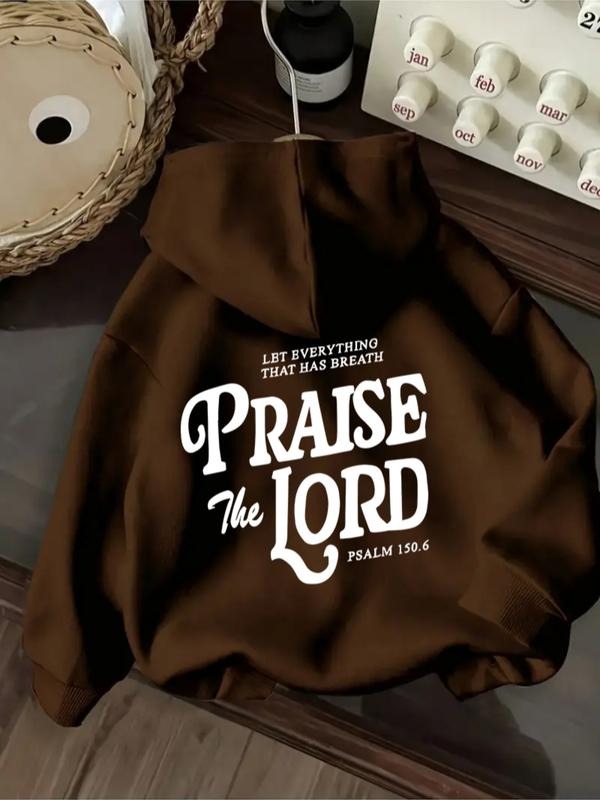 Women's Letter Print Hoodie, Casual Long Sleeve Hooded Sweatshirt for Fall & Winter, Women's Clothes for Daily Wear style...