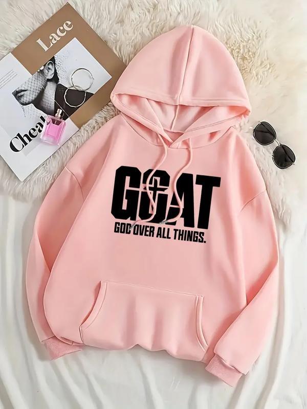 Women's Letter Print Hoodie, Casual Long Sleeve Hooded Sweatshirt for Fall & Winter, Women's Clothes for Daily Wear style...