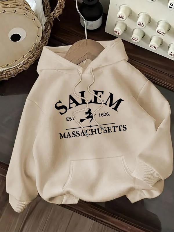 Women's Letter Print Hoodie, Casual Long Sleeve Hooded Sweatshirt for Fall & Winter, Women's Clothes for Daily Wear style...