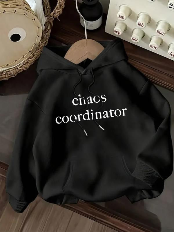 Women's Letter Print Hoodie, Casual Long Sleeve Hooded Sweatshirt for Fall & Winter, Women's Clothes for Daily Wear style...