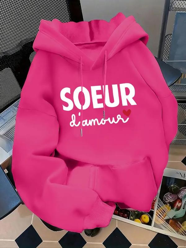 Women's Letter Print Hoodie, Casual Long Sleeve Hooded Sweatshirt for Fall & Winter, Women's Clothes for Daily Wear style...