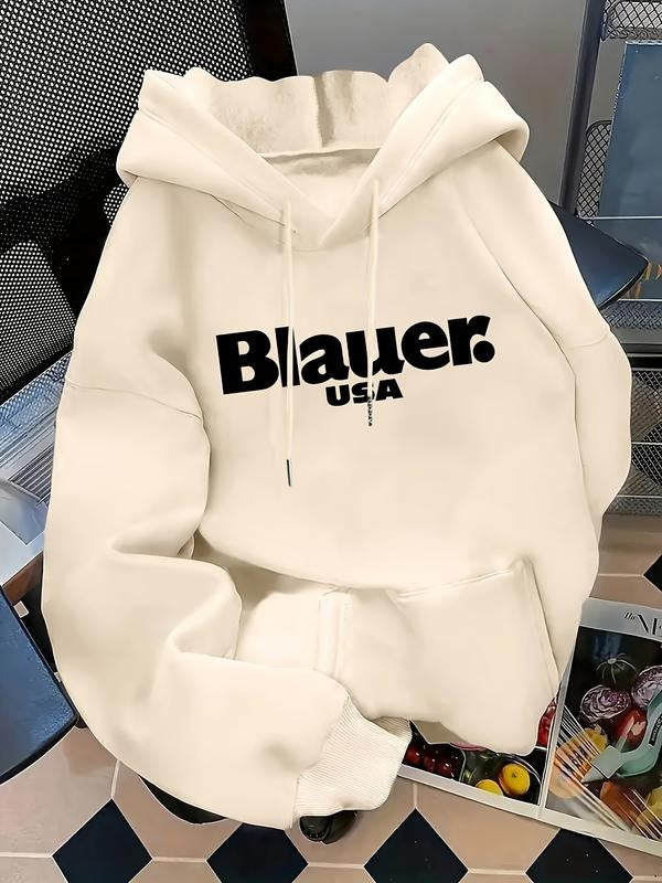 Women's Letter Print Hoodie, Casual Long Sleeve Hooded Sweatshirt for Fall & Winter, Women's Clothes for Daily Wear style...