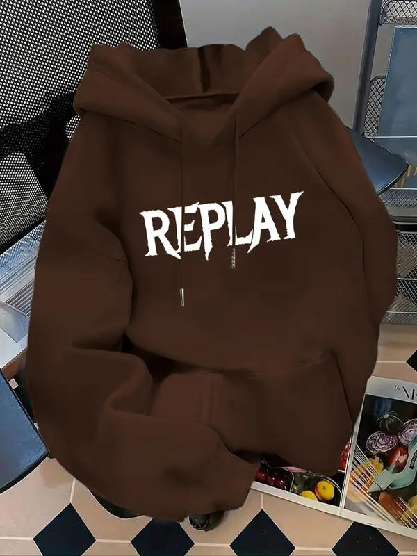 Women's Letter Print Hoodie, Casual Long Sleeve Hooded Sweatshirt for Fall & Winter, Women's Clothes for Daily Wear style...