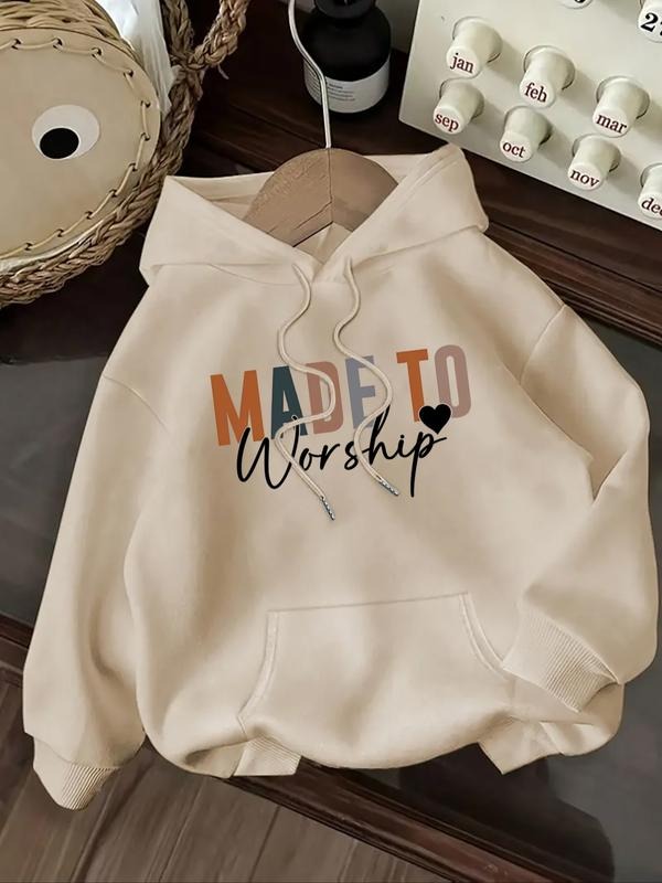 Women's Letter Print Hoodie, Casual Long Sleeve Hooded Sweatshirt for Fall & Winter, Women's Clothes for Daily Wear style...