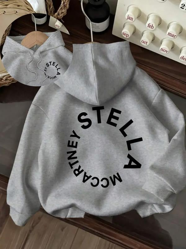 Women's Letter Print Hoodie, Casual Long Sleeve Hooded Sweatshirt for Fall & Winter, Women's Clothes for Daily Wear style...