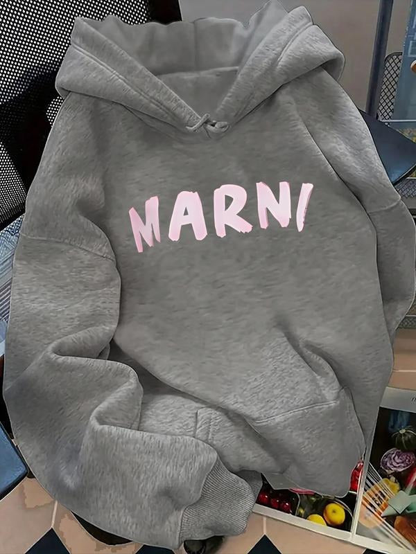 Women's Letter Print Hoodie, Casual Long Sleeve Hooded Sweatshirt for Fall & Winter, Women's Clothes for Daily Wear style...