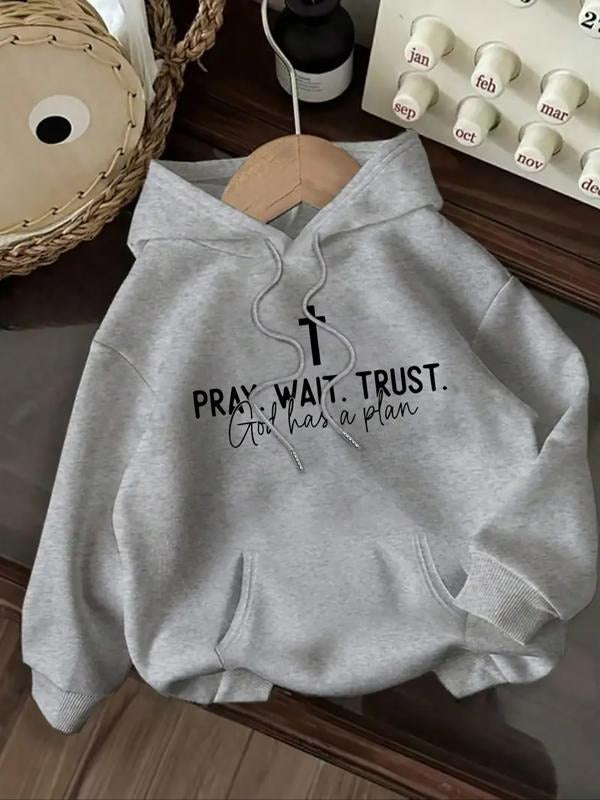 Women's Letter Print Hoodie, Casual Long Sleeve Hooded Sweatshirt for Fall & Winter, Women's Clothes for Daily Wear style...