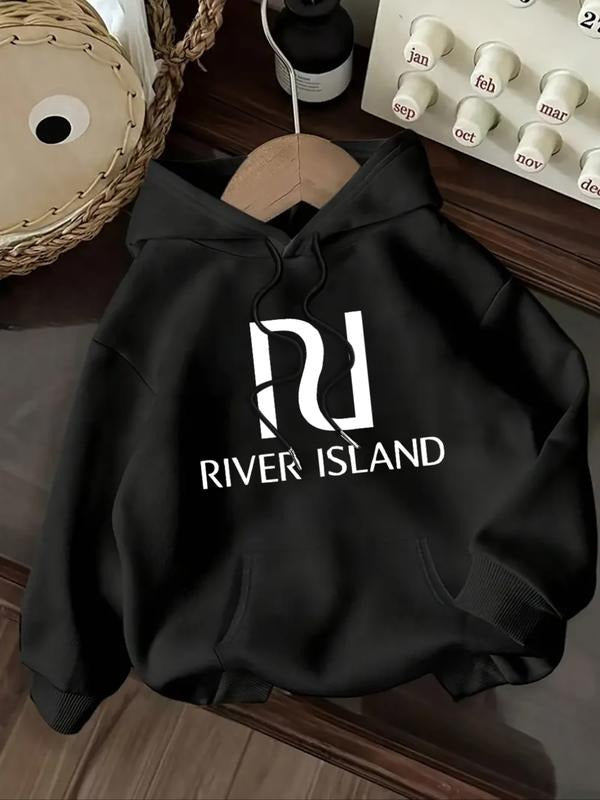 Women's Letter Print Hoodie, Casual Long Sleeve Hooded Sweatshirt for Fall & Winter, Women's Clothes for Daily Wear style...