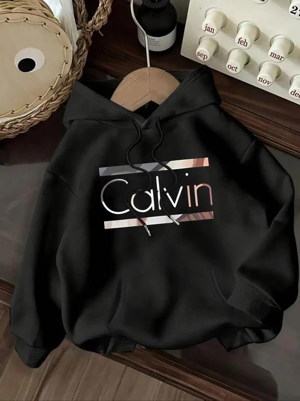 Women's Letter Print Hoodie, Casual Long Sleeve Hooded Sweatshirt for Fall & Winter, Women's Clothes for Daily Wear style...