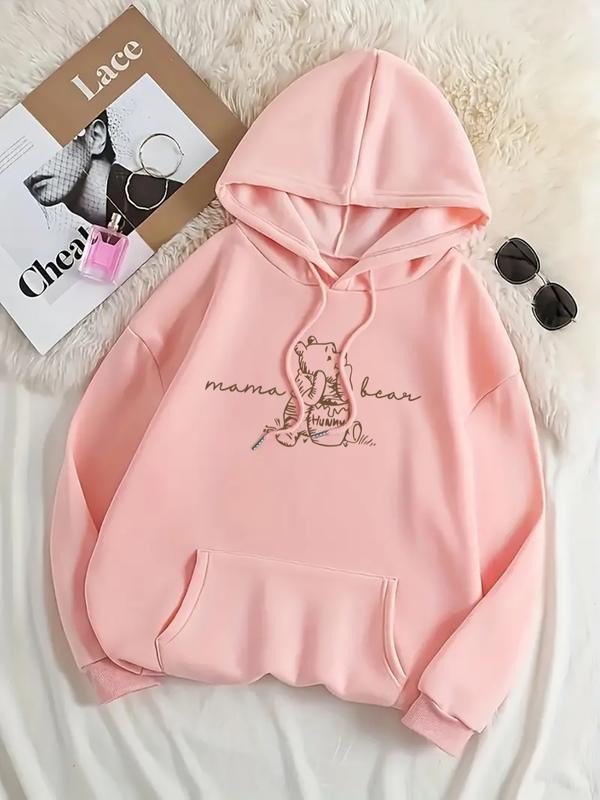 Women's Letter Print Hoodie, Casual Long Sleeve Hooded Sweatshirt for Fall & Winter, Women's Clothes for Daily Wear style...