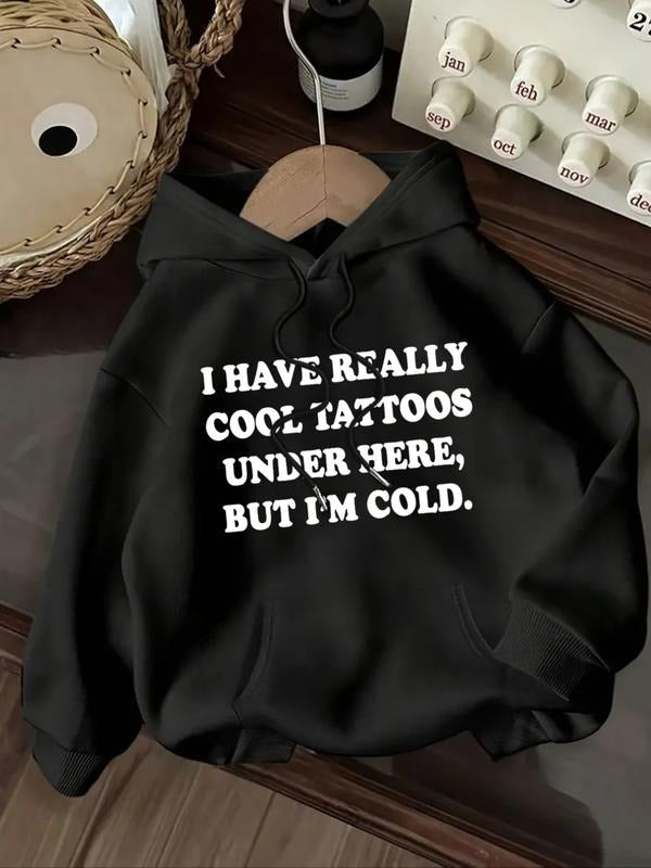 Women's Letter Print Hoodie, Casual Long Sleeve Hooded Sweatshirt for Fall & Winter, Women's Clothes for Daily Wear style...