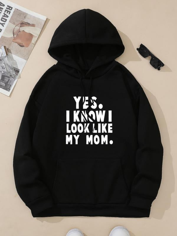 Women's Letter Print Hoodie, Casual Long Sleeve Hooded Sweatshirt for Fall & Winter, Women's Clothes for Daily Wear style...