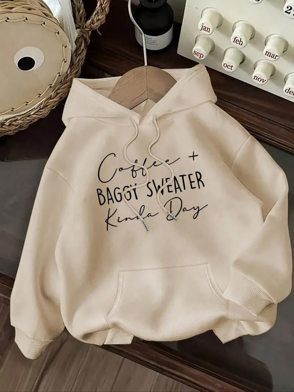 Women's Letter Print Hoodie, Casual Long Sleeve Hooded Sweatshirt for Fall & Winter, Women's Clothes for Daily Wear style...