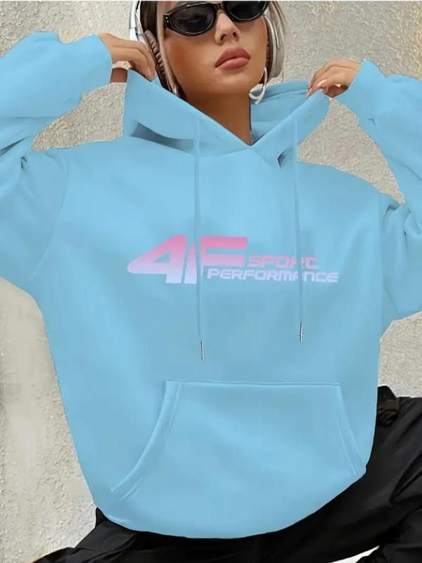 Women's Letter Print Hoodie, Casual Long Sleeve Hooded Sweatshirt for Fall & Winter, Women's Clothes for Daily Wear style...