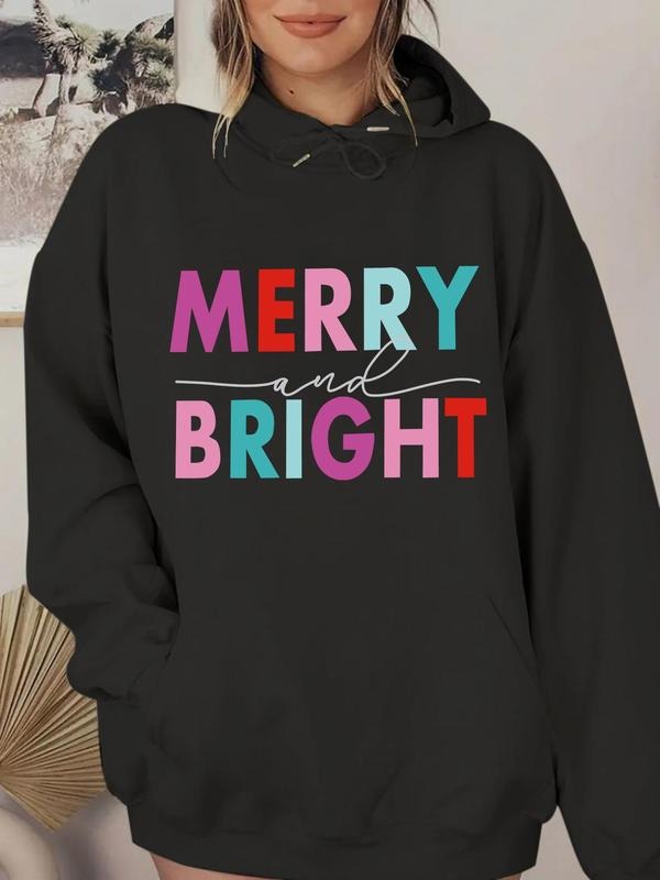 Women's Letter Print Hoodie, Casual Long Sleeve Hooded Sweatshirt for Spring & Fall, Fashion Women's Top for Daily Wear...