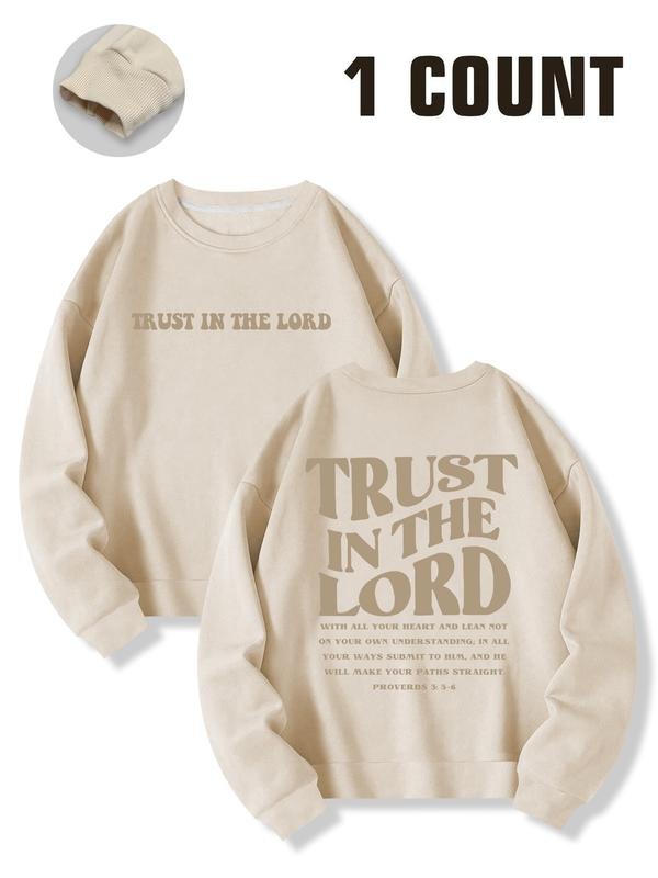 Women's Letter Print Hoodie, Casual Loose Fit Round Neck Sweatshirt, Long Sleeve, Comfortable Daily Wear, Fall & Winter...