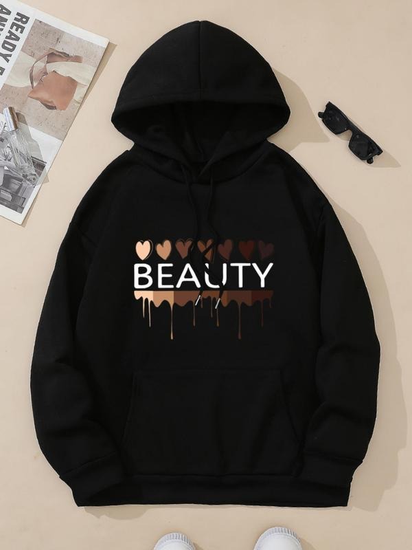 Women's Letter Print Hoodie, Fashion Casual Heart Printed Sweatshirt for Daily Holiday Outdoor Wear, Women Clothing for...