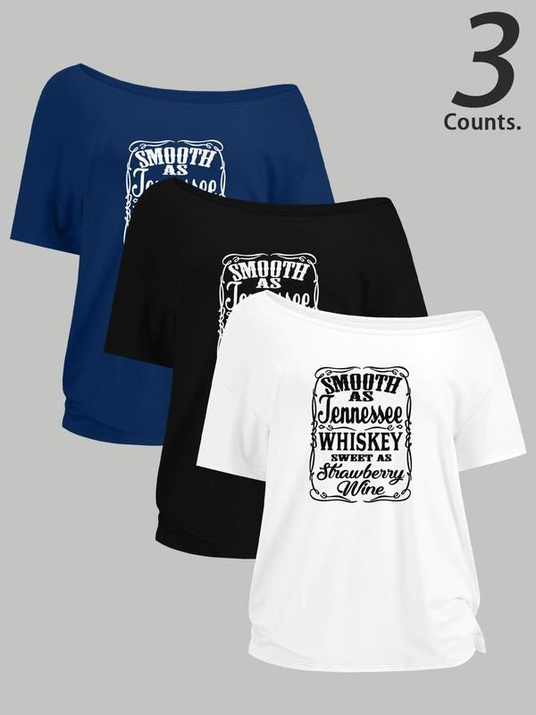 Letter Print One Shoulder Casual Sleeve Daily Clothes All Seasons Top T-Shirts, Hoodie, Sweatshirt