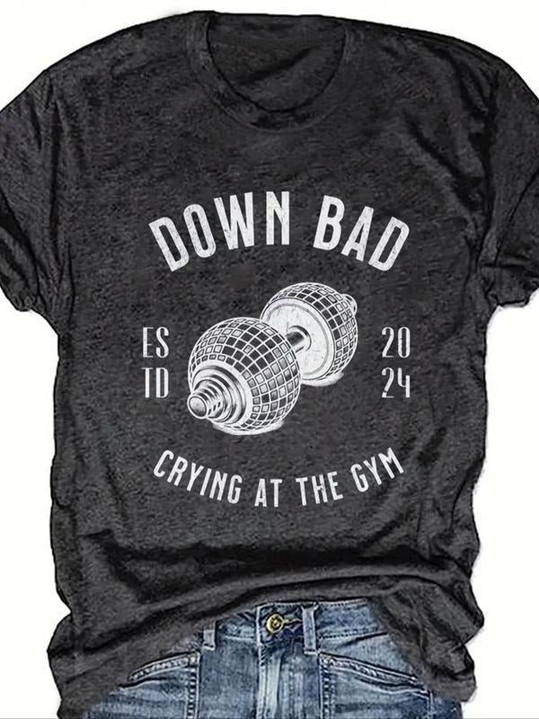 Women's Letter Print Round Neck Graphic Tee, Casual Short Sleeve Crew Neck T-shirt for Summer, Fashion Women's Top for...